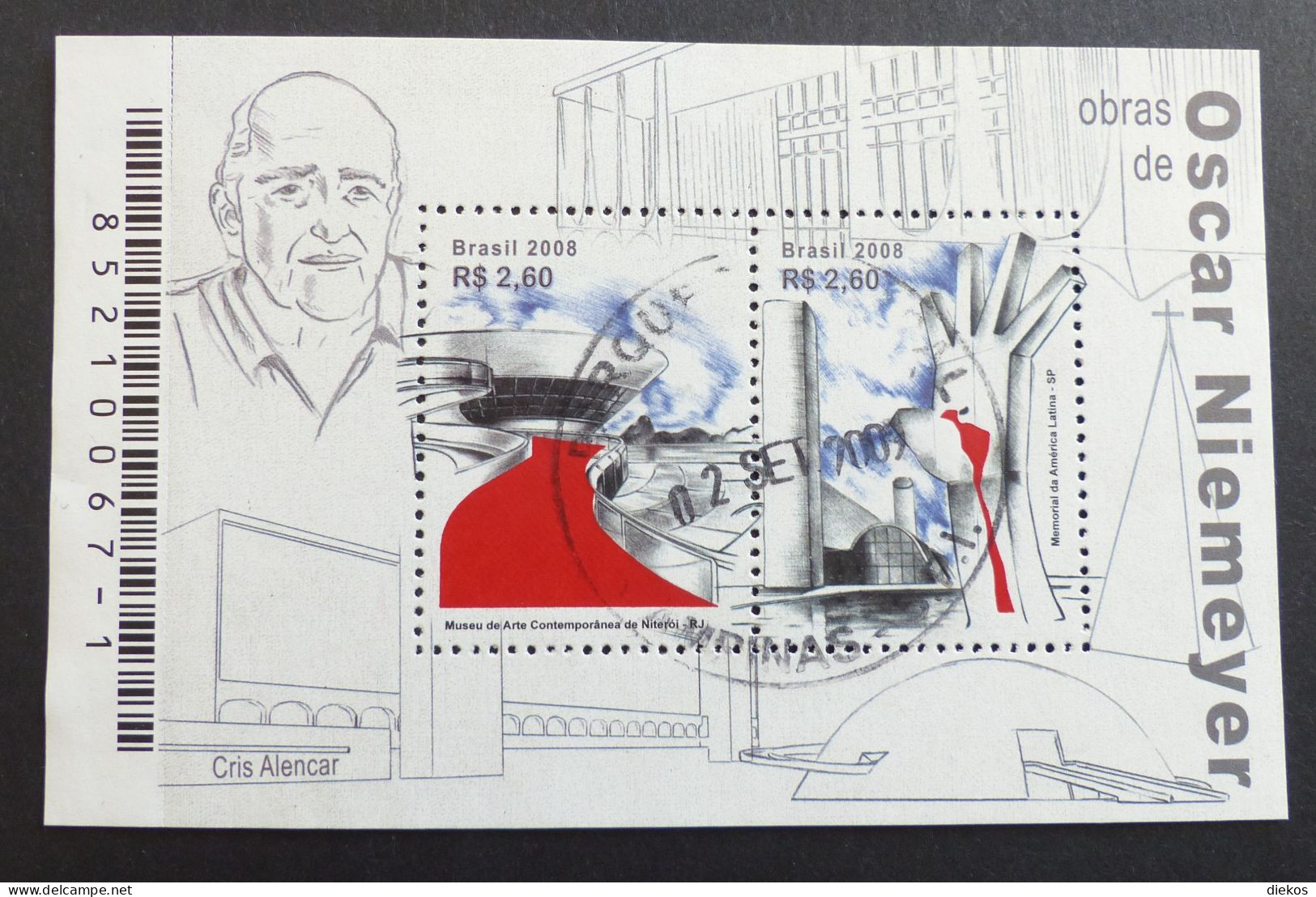 Brazil 2008 - Architec: Oscar Niemeyer   Block  Used   #6337 - Blocs-feuillets