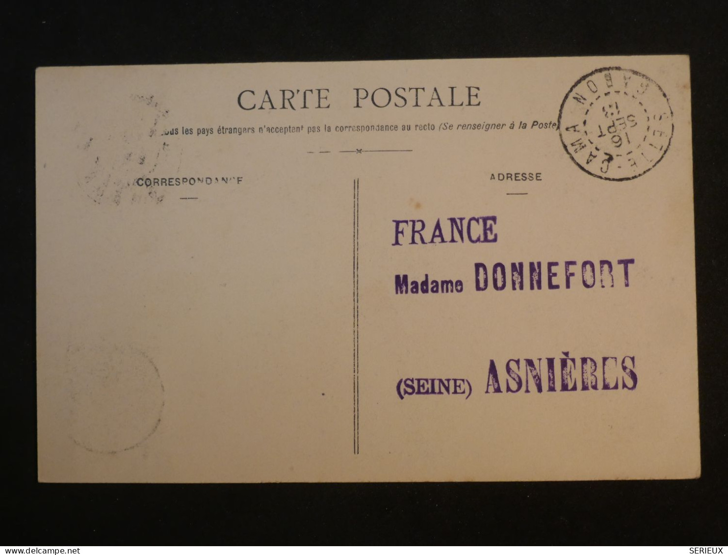 DB0 GABON  SUR BELLE CARTE 1913 SETE CAMA  A ASNIERES FRANCE  +SURCHARGE + AFF. INTERESSANT++++ - Briefe U. Dokumente