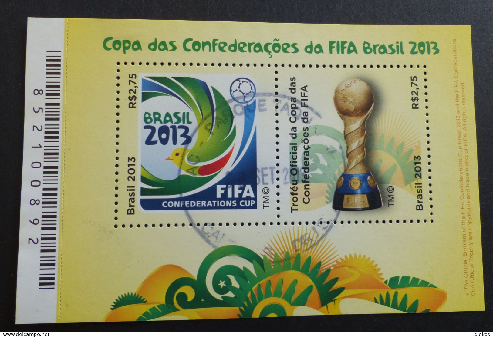 Brazil 2013 FOOTBALL FIFA CONFEDERATIONS CUP  Block  Used   #6338 - Blocks & Sheetlets