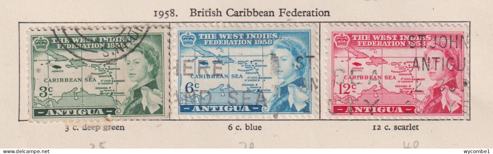 ANTIGUA  - 1958 Federation Set Used As Scan - 1858-1960 Colonia Británica