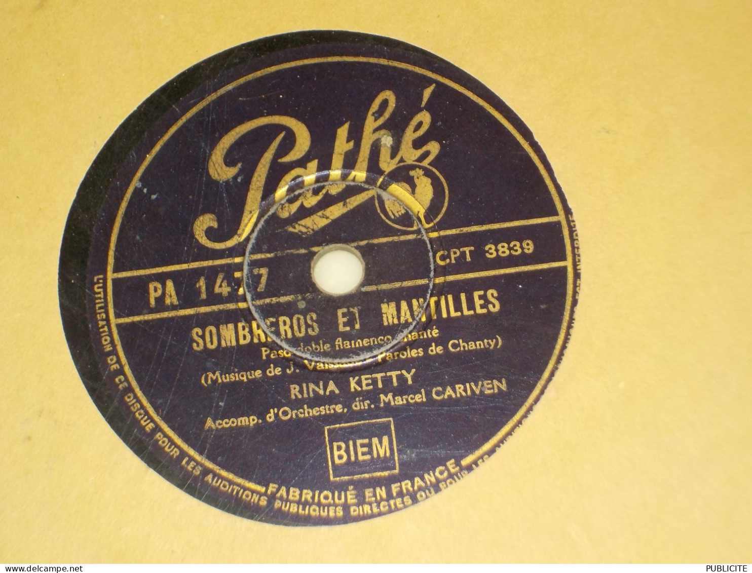 DISQUE 78 TOURS PASO DOBLE ET SLOW FOX  DE RINA KETTY 1938 - 78 Rpm - Schellackplatten