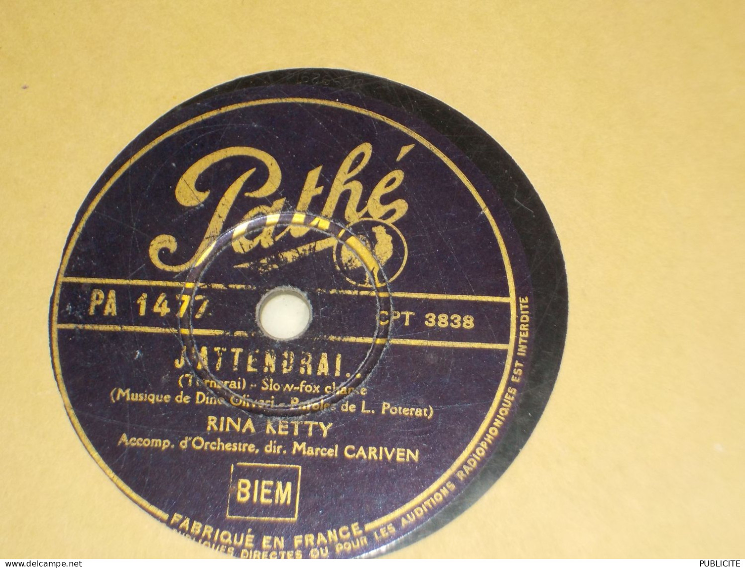 DISQUE 78 TOURS PASO DOBLE ET SLOW FOX  DE RINA KETTY 1938 - 78 T - Disques Pour Gramophone