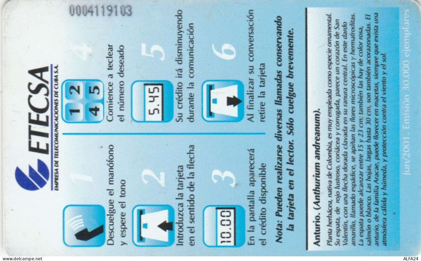 PHONE CARD CUBA  (E110.11.6 - Cuba