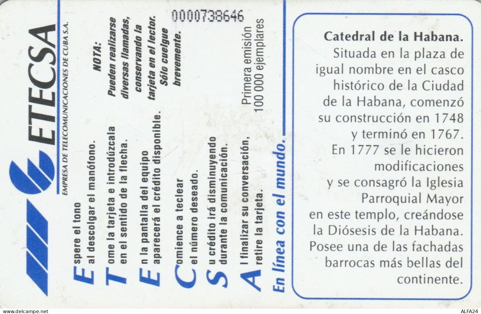 PHONE CARD CUBA  (E110.11.3 - Kuba