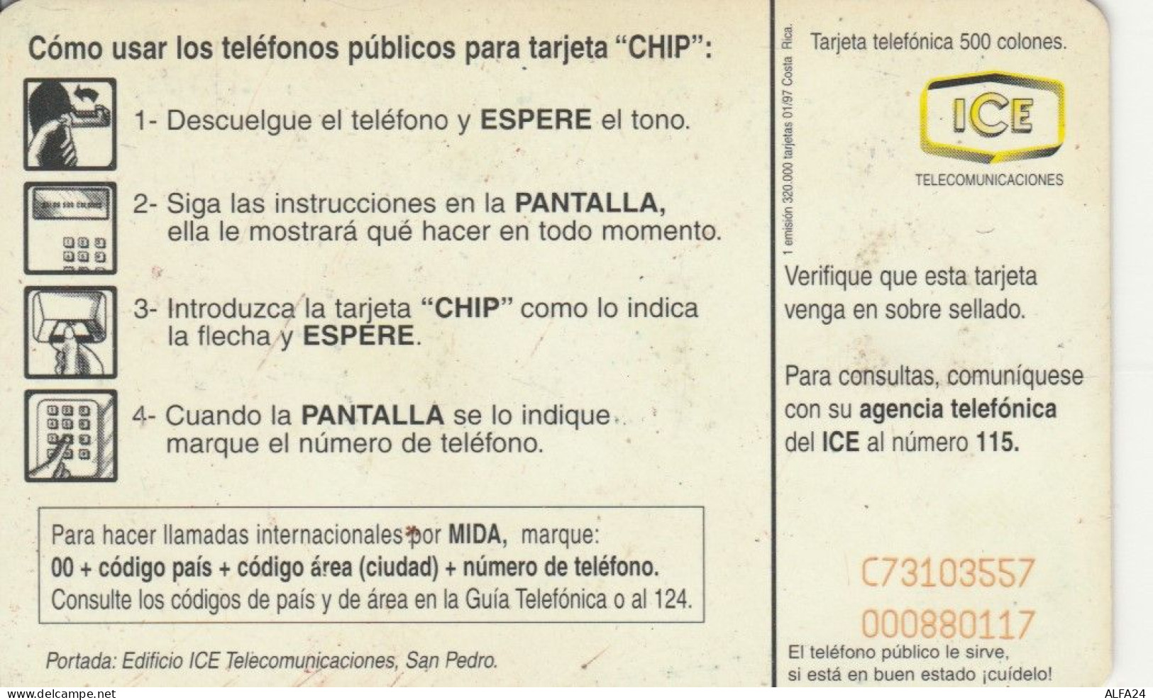 PHONE CARD COSTARICA  (E110.10.5 - Costa Rica