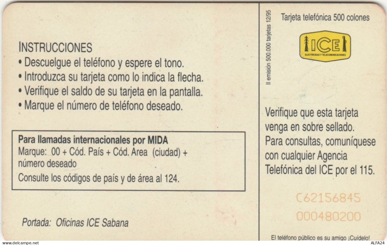 PHONE CARD COSTARICA  (E110.10.6 - Costa Rica