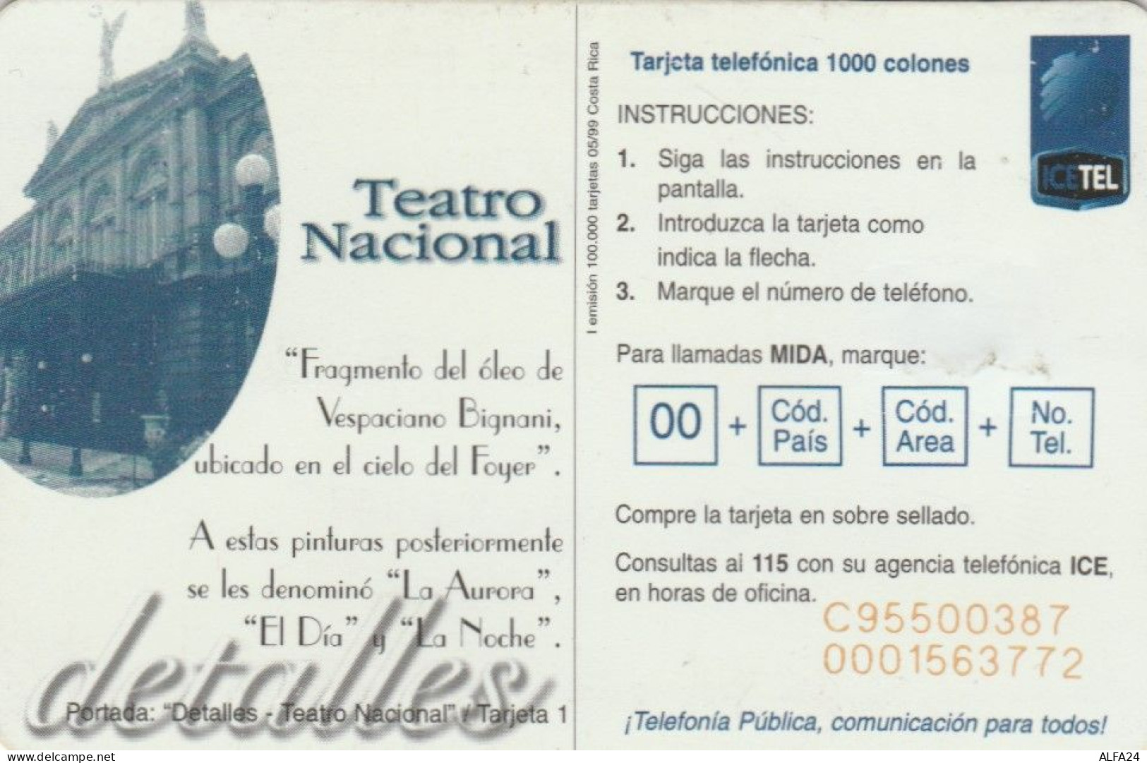 PHONE CARD COSTARICA  (E110.10.8 - Costa Rica