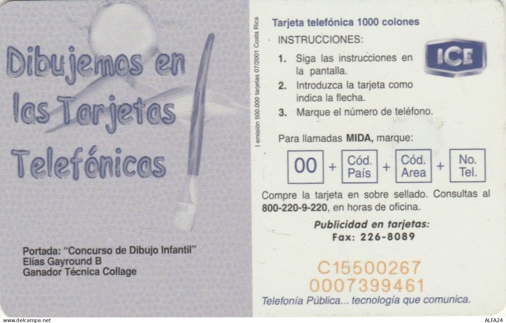 PHONE CARD COSTARICA  (E110.10.4 - Costa Rica
