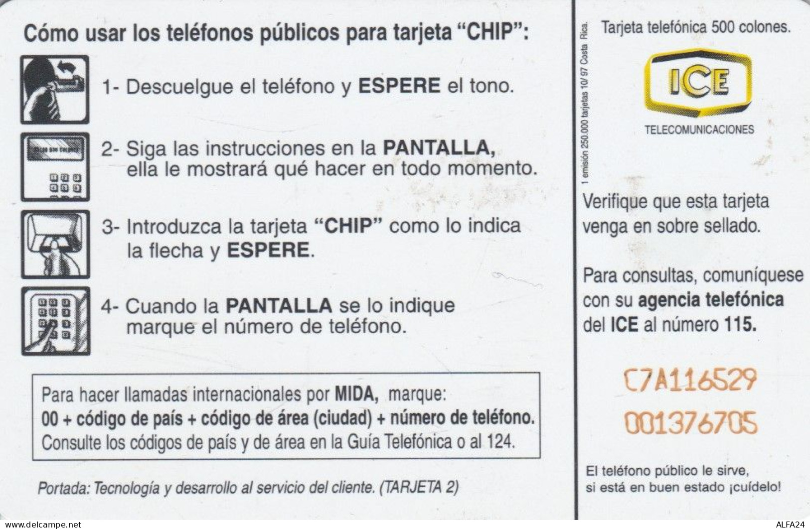 PHONE CARD COSTARICA  (E110.10.3 - Costa Rica