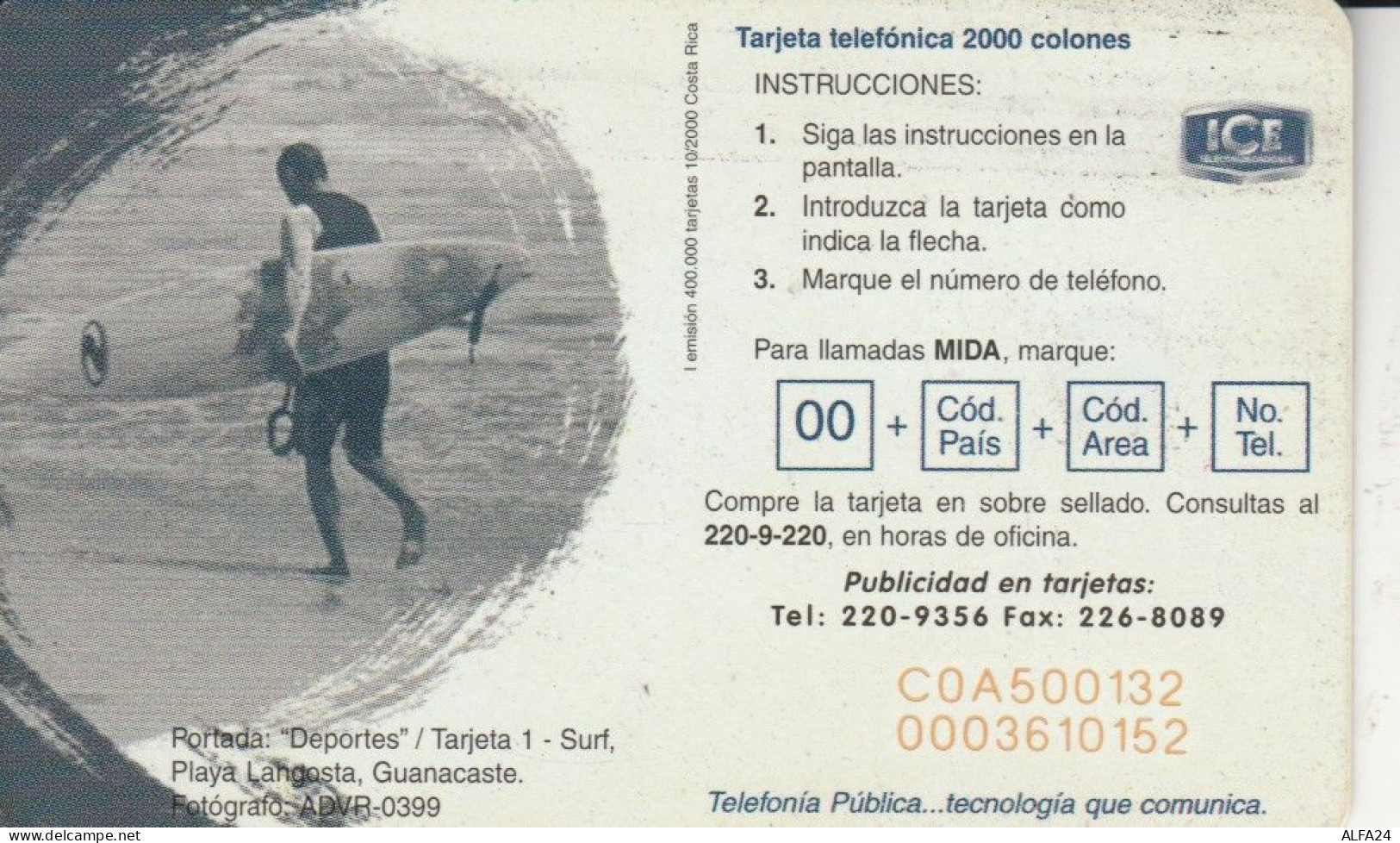 PHONE CARD COSTARICA  (E110.10.1 - Costa Rica