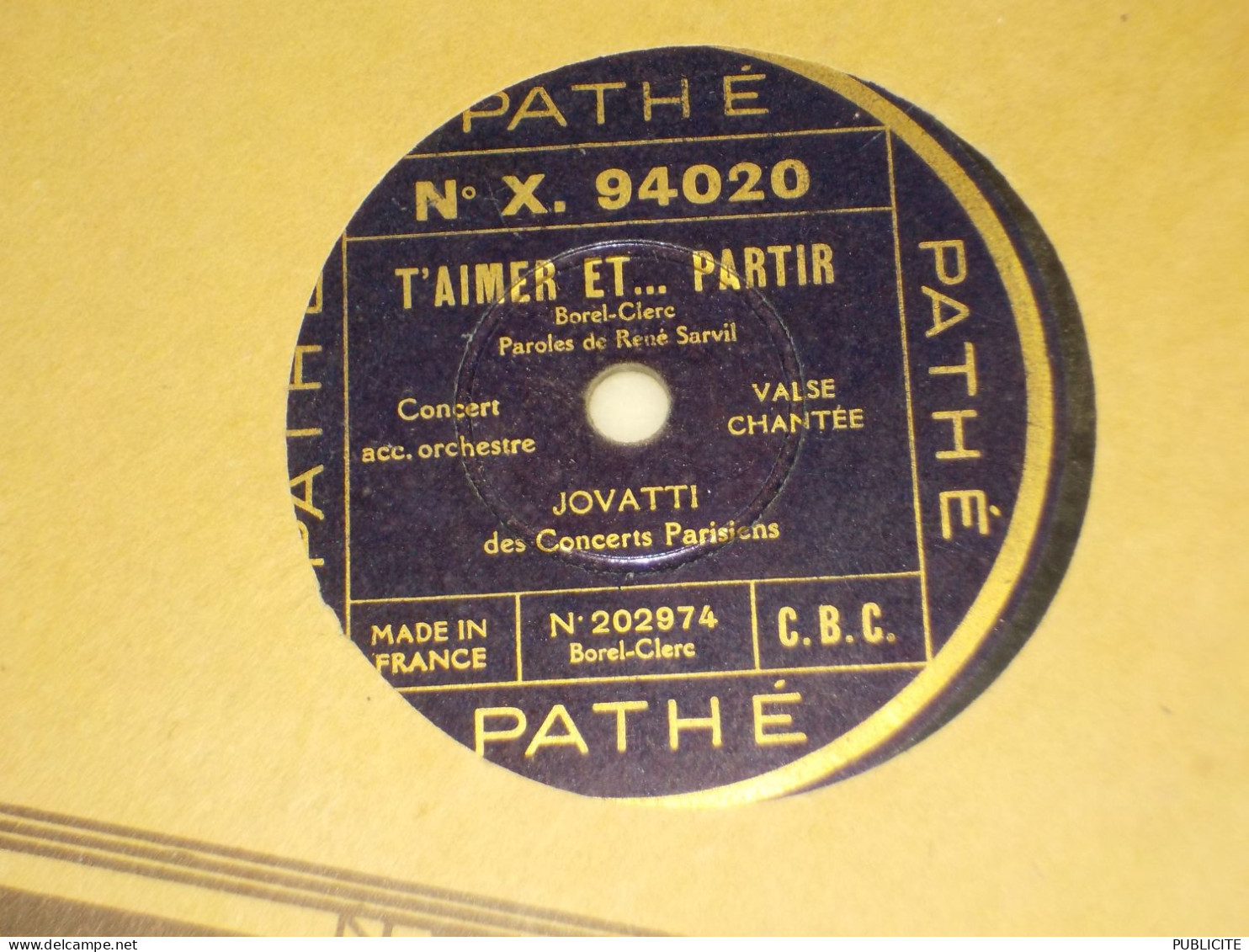 DISQUE 78 TOURS CONCERTS PARISIENS JOVATTI 192 - 78 T - Disques Pour Gramophone