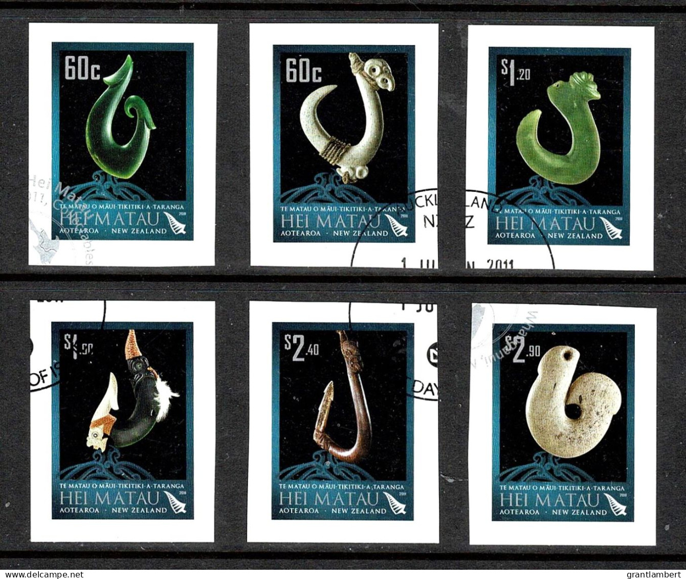 New Zealand 2011 Matariki - Hei Matua - Maori Fish Hooks Set Of Self-adhesives Used - Gebruikt