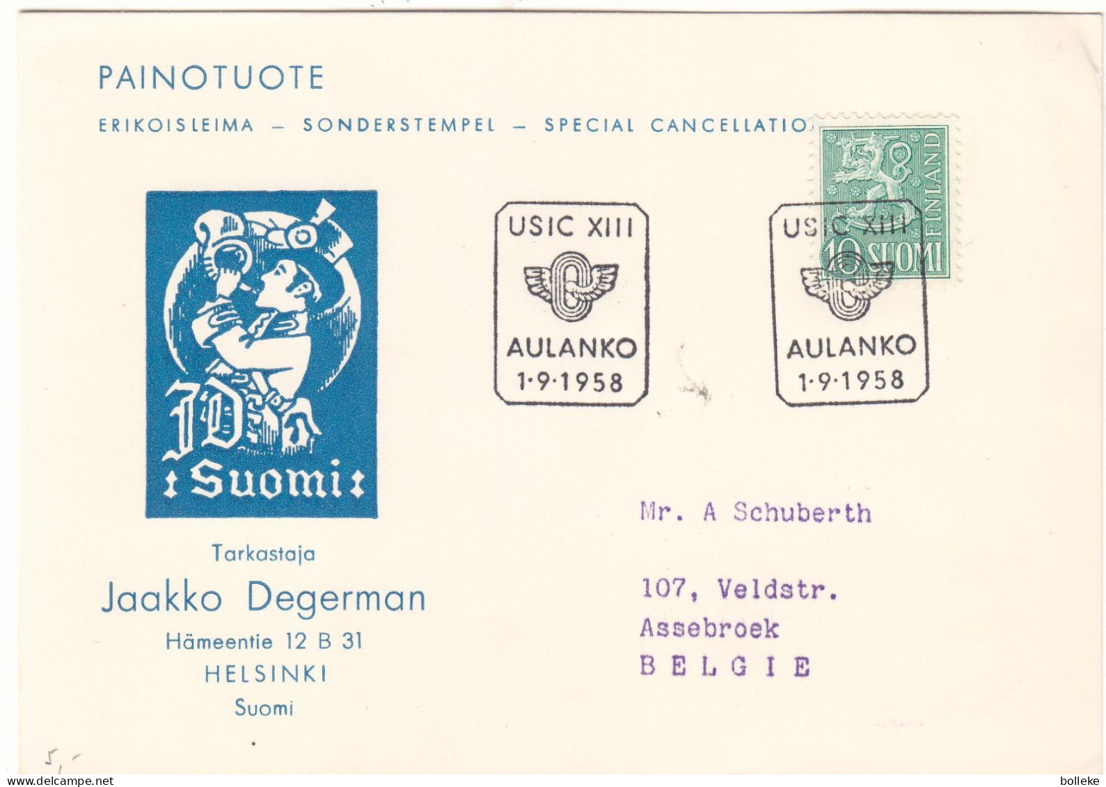 Finlande - Carte Postale De 1958 - Oblit Aulanko - - Lettres & Documents