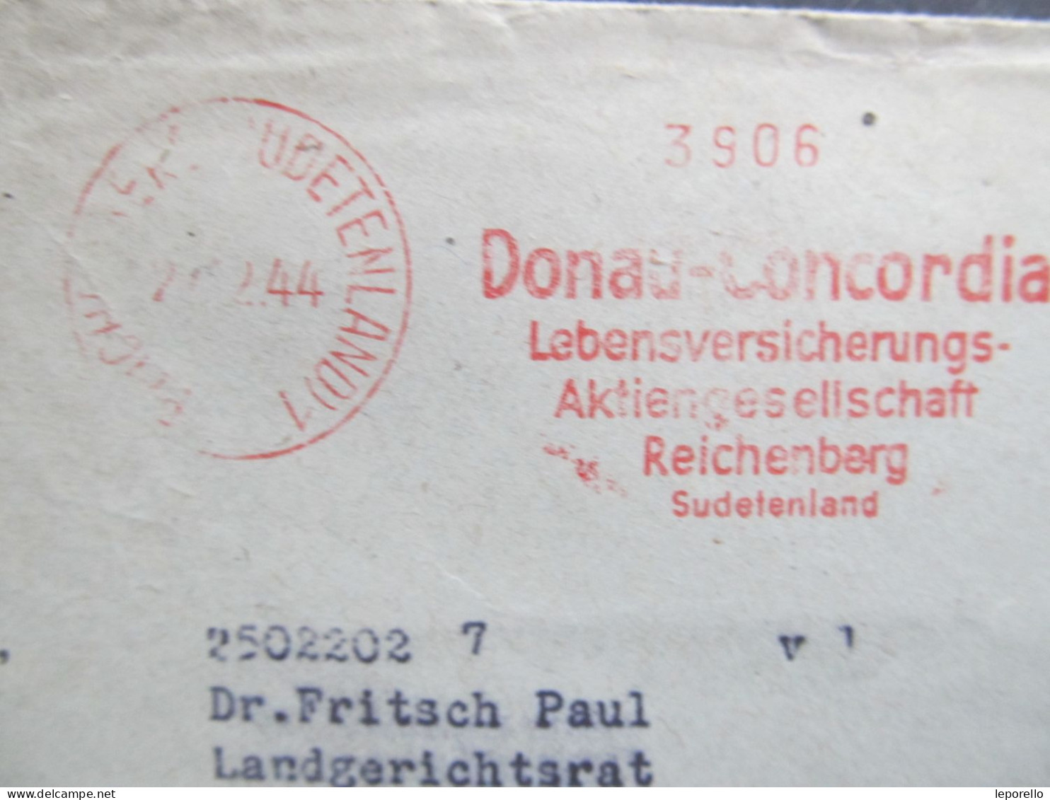 BRIEF Reichenberg Liberec Frankotyp Donau 1944 Frankotype Postfreistemepl  Sudetenland  //// R8320 - Sudetes