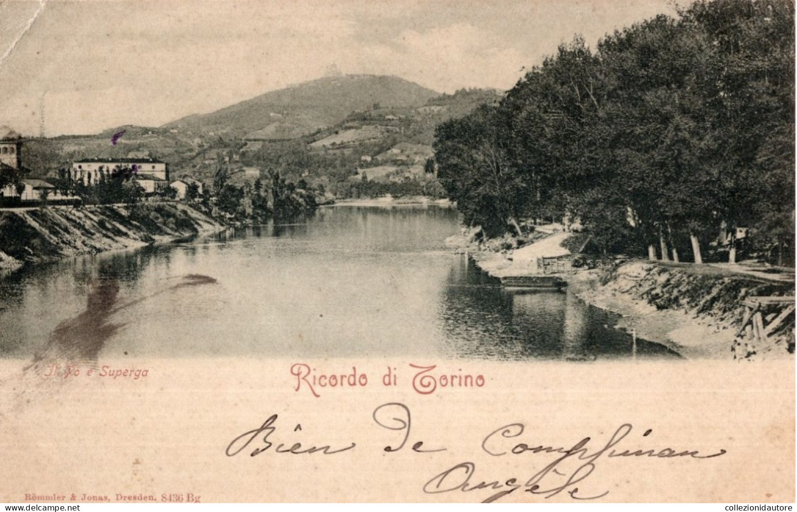 RICORDO DI TORINO - IL PO E SUPERGA - CARTOLINA FP SPEDITA NEL 1902 - Fiume Po