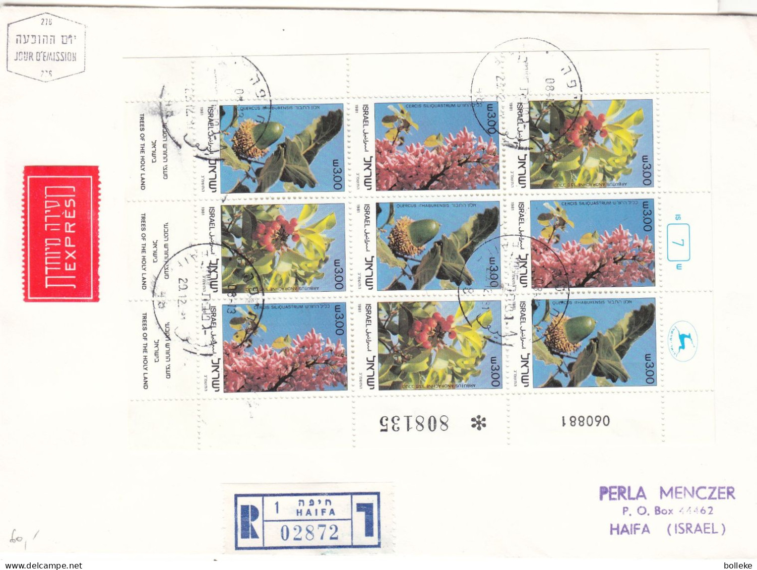 Israël - Lettre Recom De 1981 ° - GF - Oblit Haifa - Fleurs - Fruits - - Briefe U. Dokumente