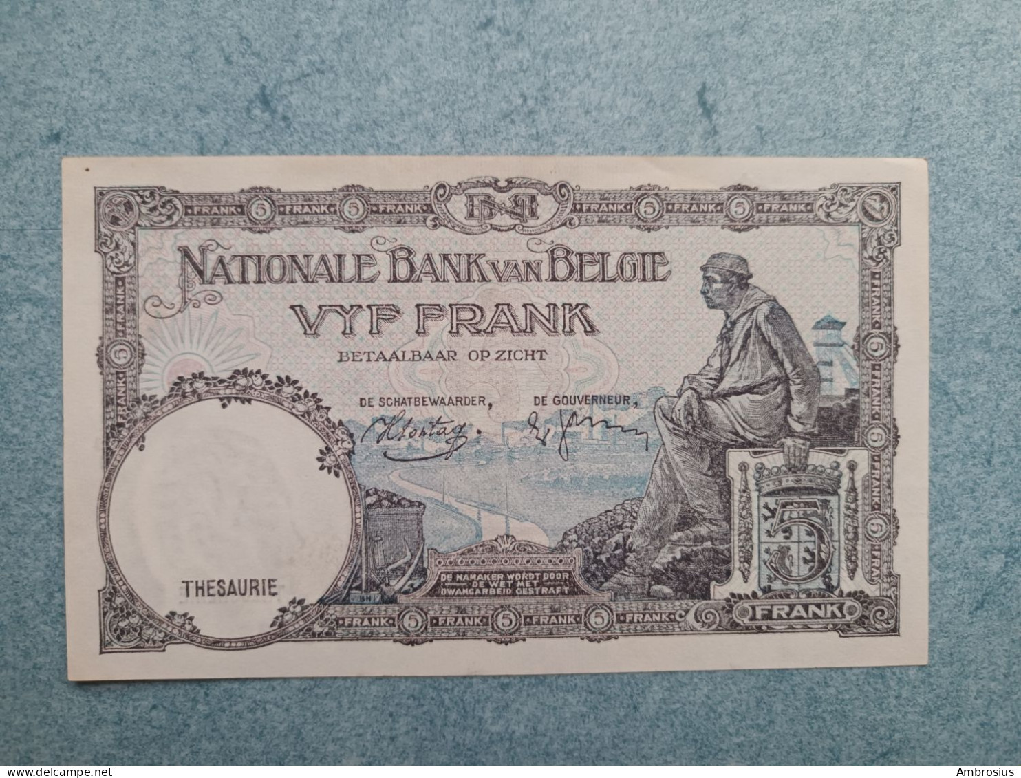 Belgium # P108 UNC #Banque Nationale 5 Francs 1938 ! - 5 Franchi