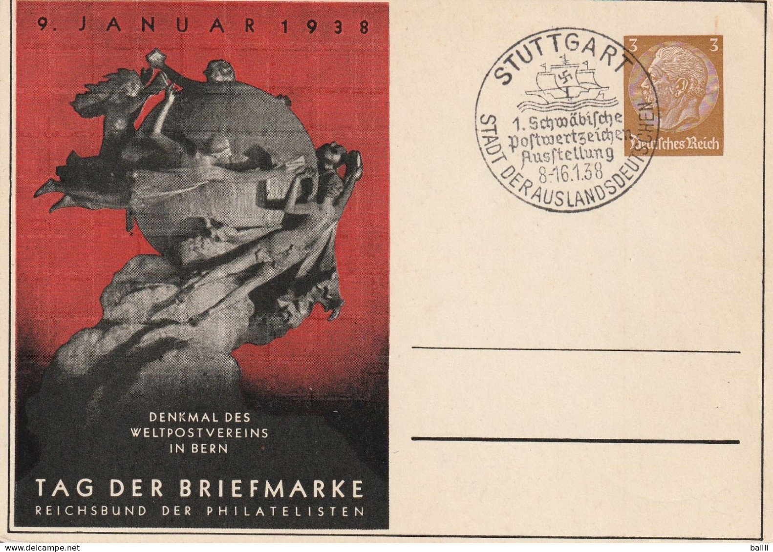 Allemagne Entier Postal Illustré 1938 - Interi Postali Privati