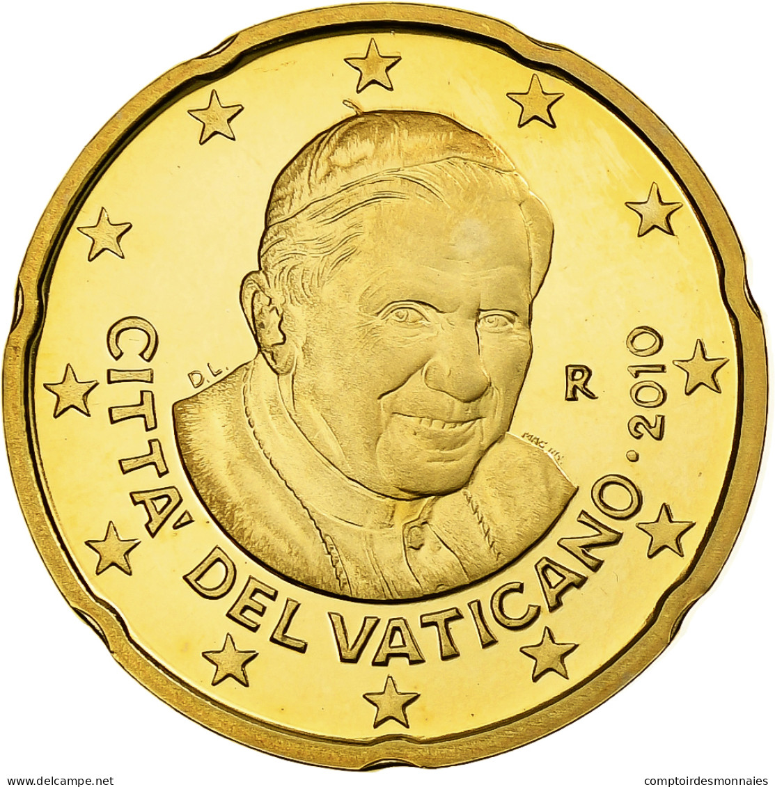 Cité Du Vatican, Benedict XVI, 20 Euro Cent, BE, 2010, Rome, Laiton, FDC - Vatican