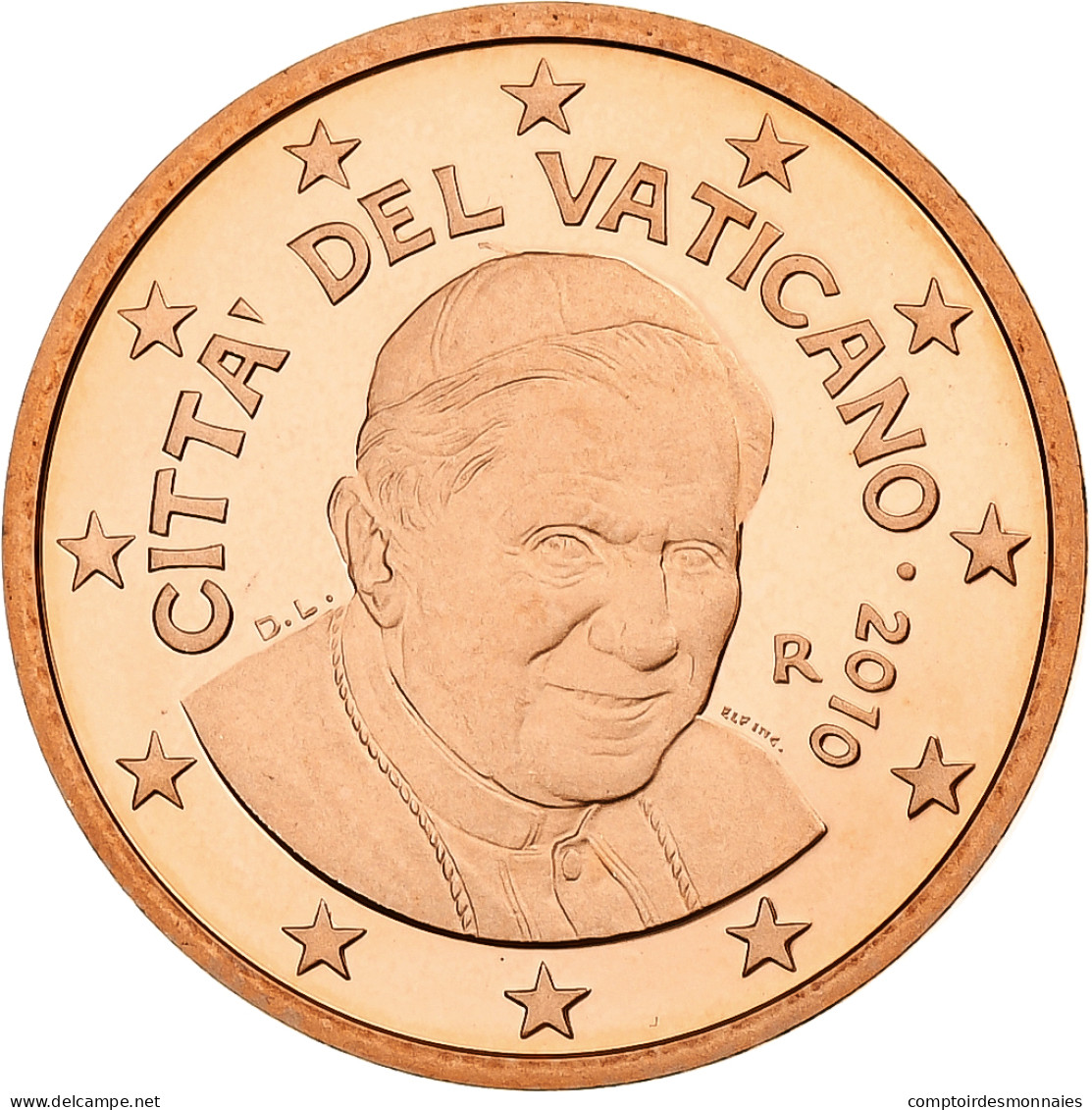 Cité Du Vatican, Benedict XVI, 5 Euro Cent, BE, 2010, Rome, Cuivre Plaqué - Vatican