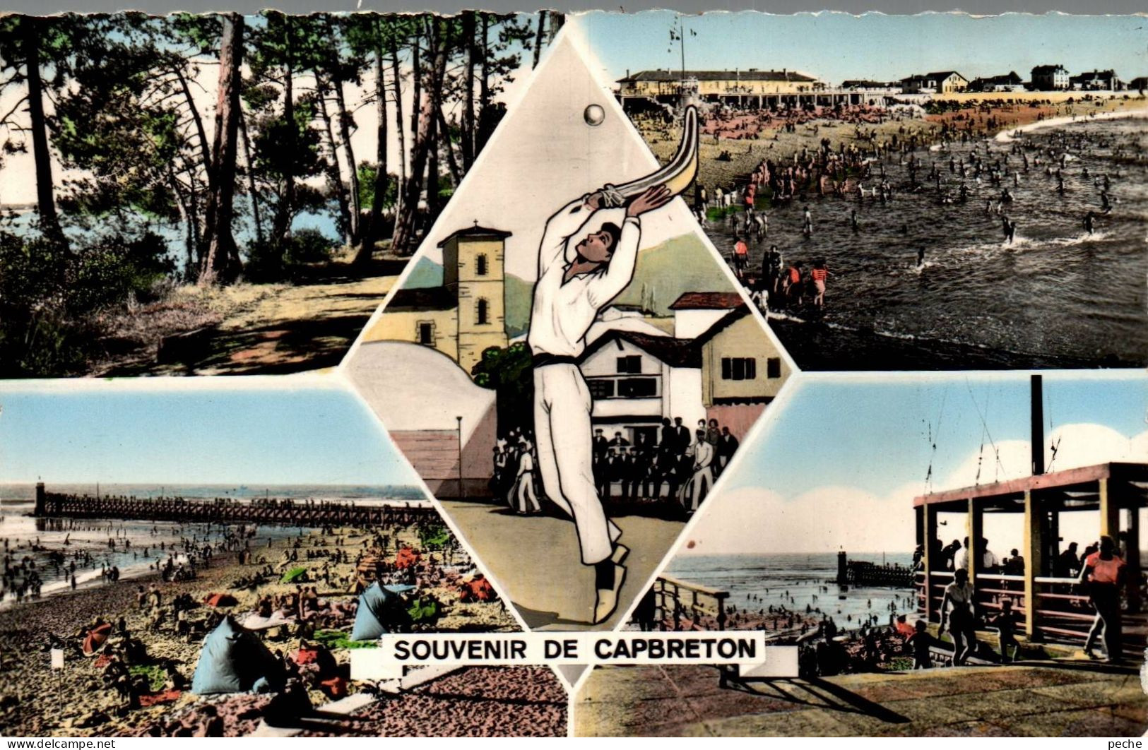 N°120764 -cpsm Souvenir De Capbreton - Saluti Da.../ Gruss Aus...