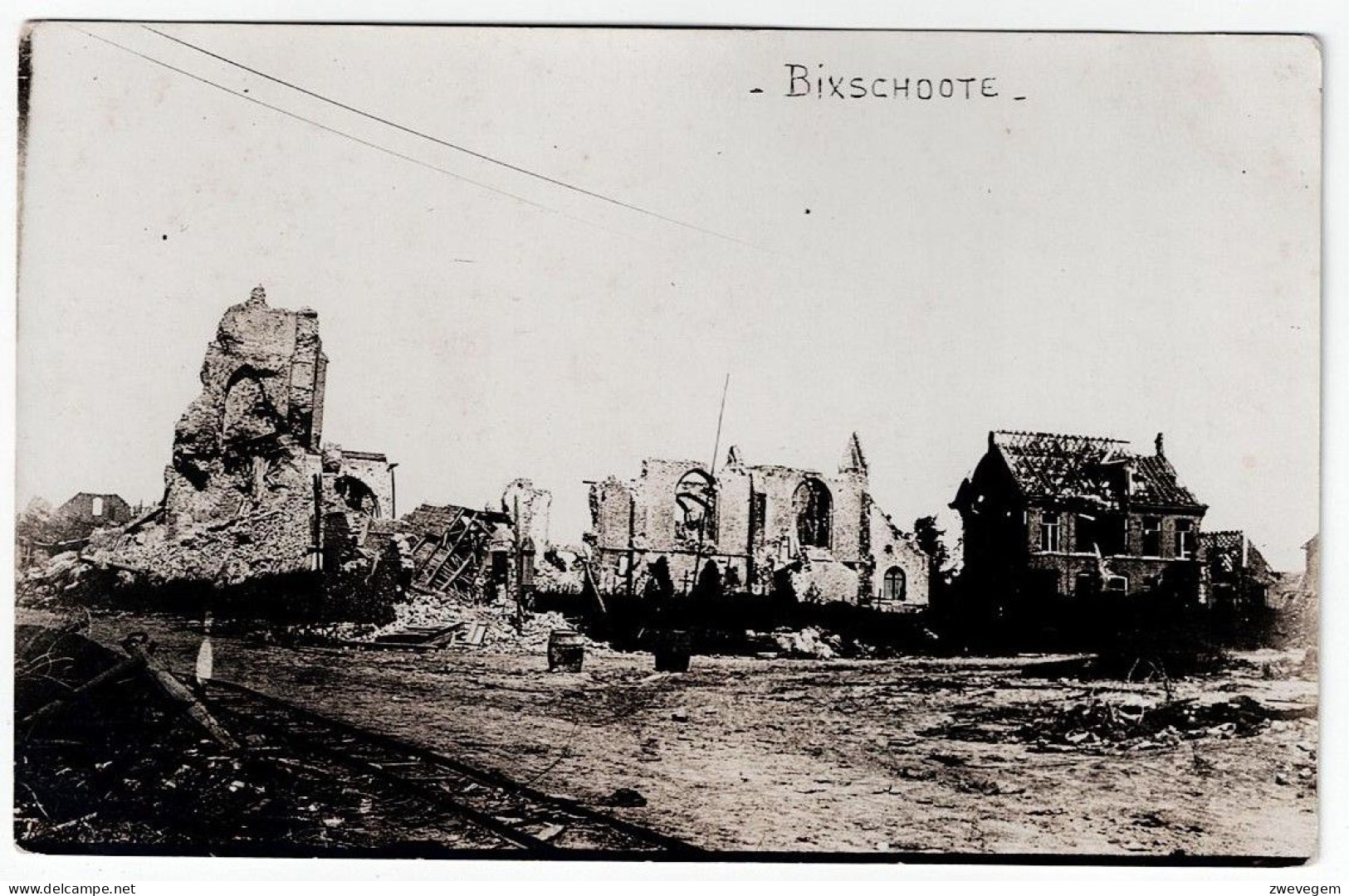 BIXSCHOOTE - Fotokaart Ruine Kerk. - Langemark-Poelkapelle