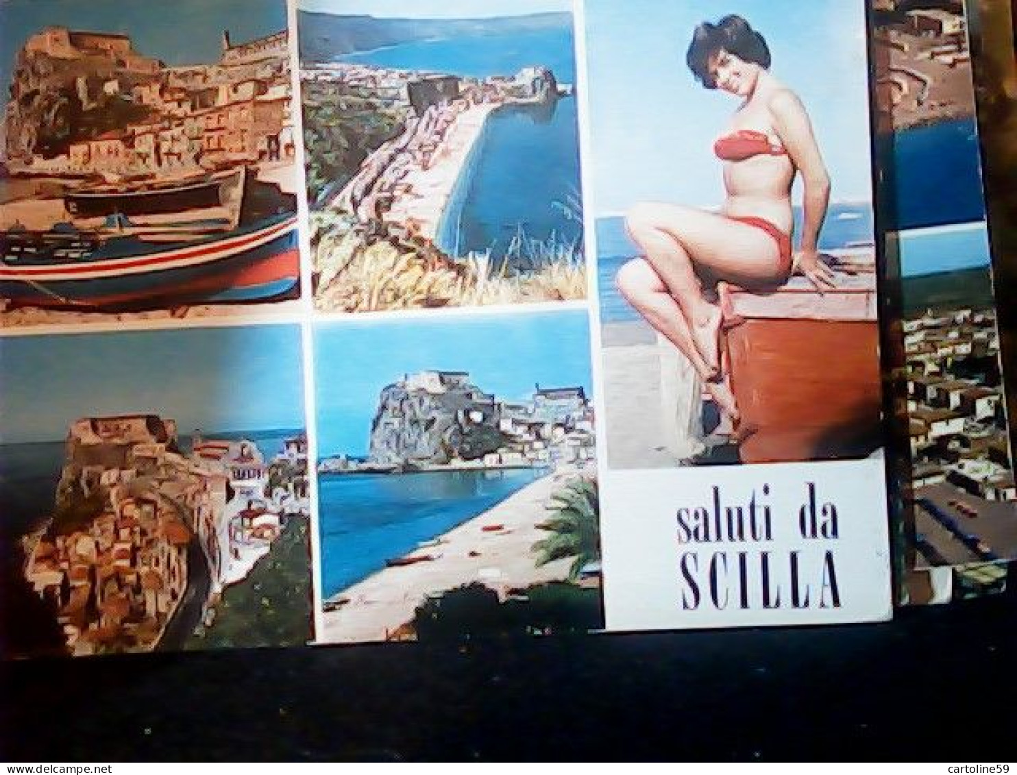 PIN UP  RAGAZZA  SALUTI DA  SCILLA COSTA VIOLA VEDUTE   VB1965  JR4804 - Pin-Ups