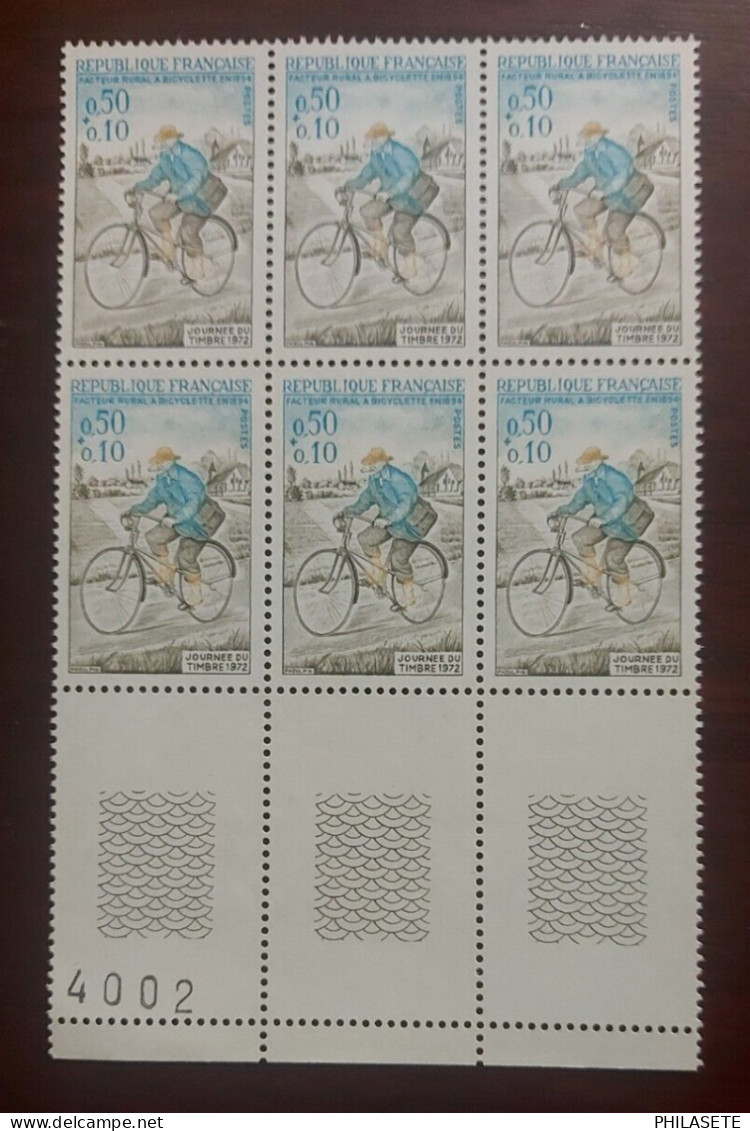 France 1972 Bloc De 6 Timbres Neuf** YV N° 1710 Facteur Rural à Bicyclette - Feuilles Complètes