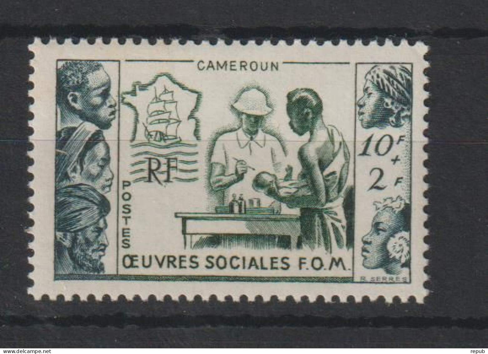 Cameroun 1950 Oeuvres Sociales 295, 1 Val ** MNH - Unused Stamps