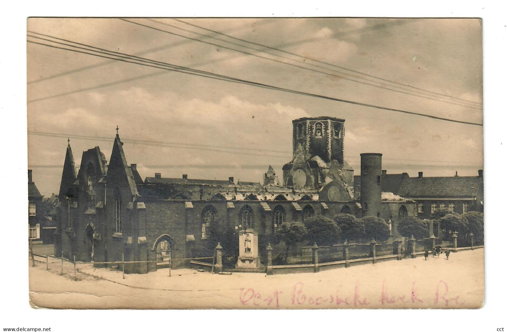 Oostrozebeke  FOTOKAART Van De Vernielde Kerk Na De Brand In 1935   Foto J Santens Meulebeke - Oostrozebeke