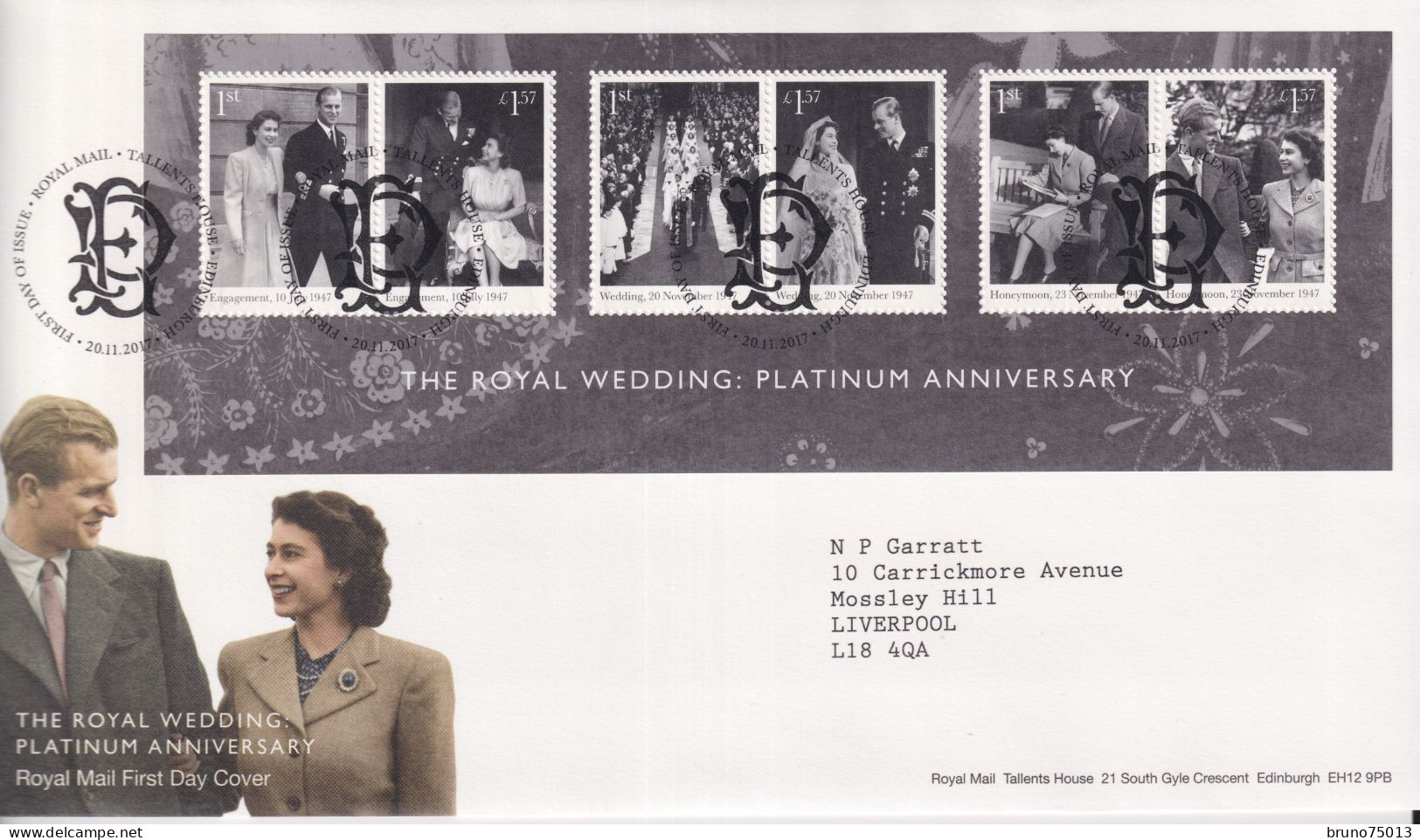 FDC Royal Platinium Wedding SG MS4032 - Lettres & Documents