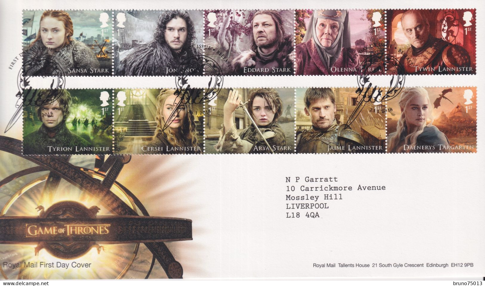 FDC Game Of Throne SG 4033/4042 - Cartas & Documentos