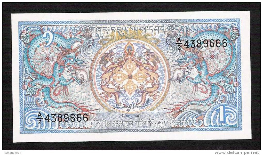 BHUTAN P12a  1 NGULTRUM (1986)   #A/2 Signature 1  UNC. - Bhoutan