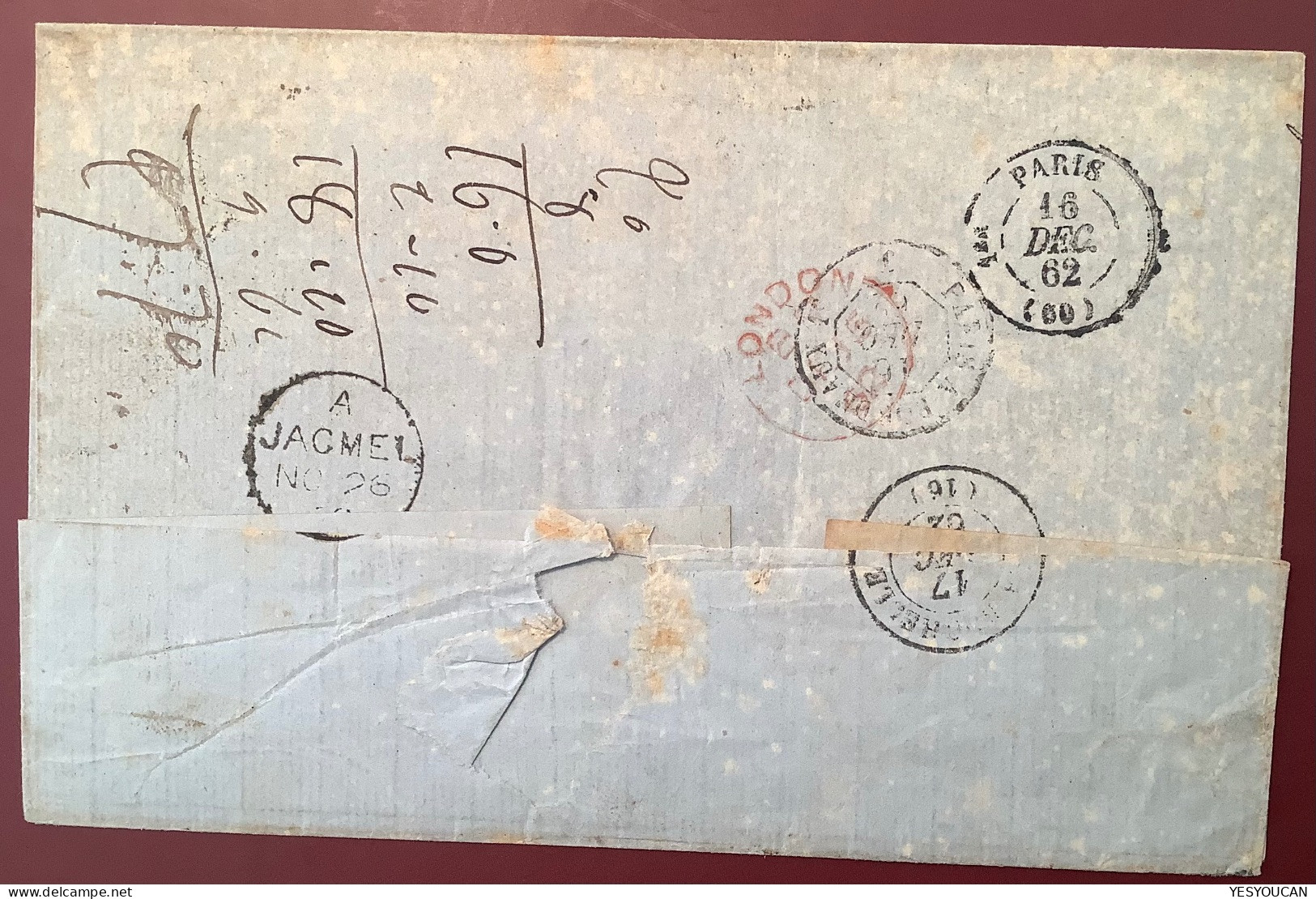 „FORWARDED BY WILSON LAROCHE & CO CAPE HAYTIEN“1862 Cover (earlier Than Rowe!)via British P.o Jacmel>La Rochelle (lettre - Haiti