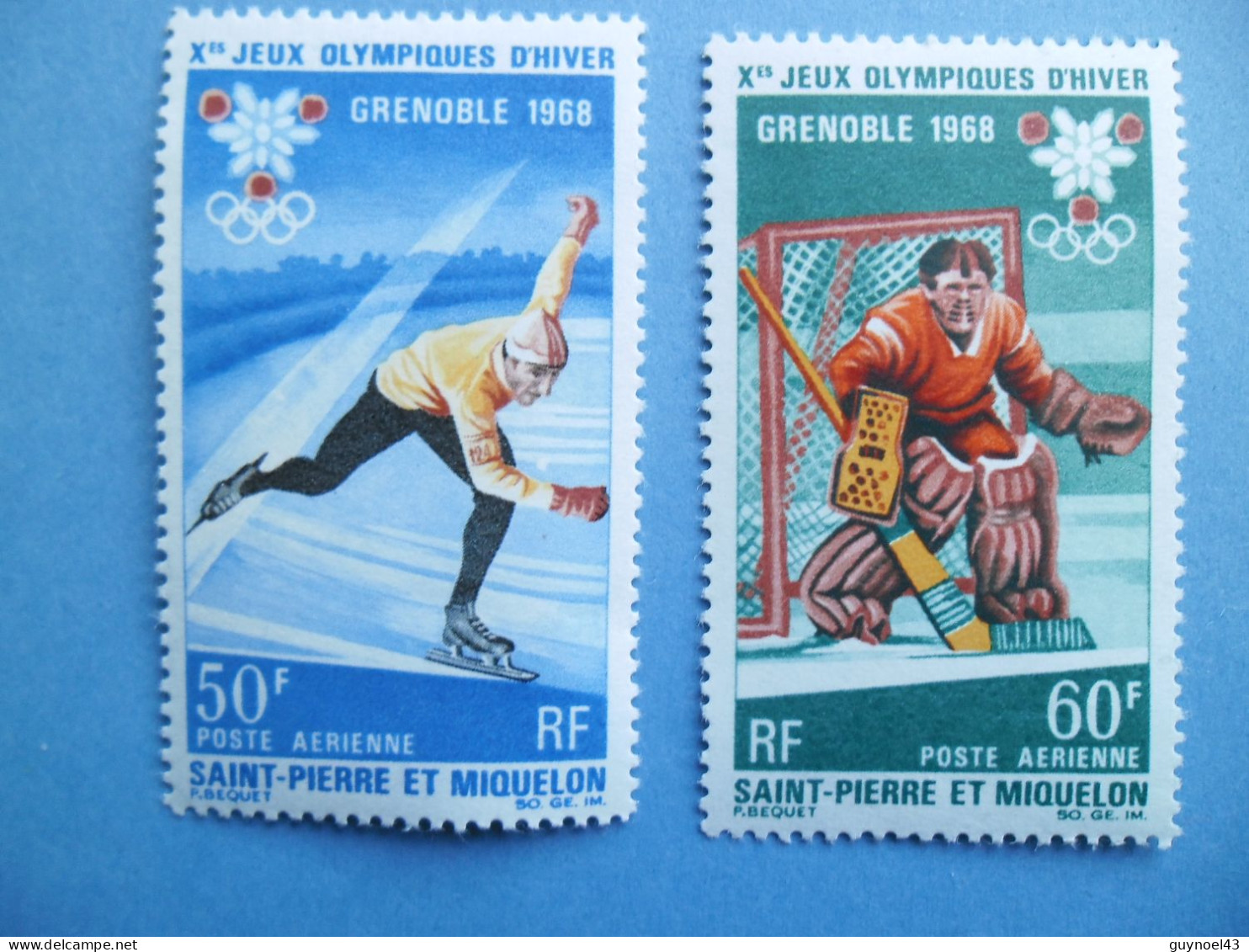 SPM 1968 Y/T PA40-41 " Jeux Olympiques " Neuf** - Fine Trace Charnière - Cote 25,30 - Unused Stamps