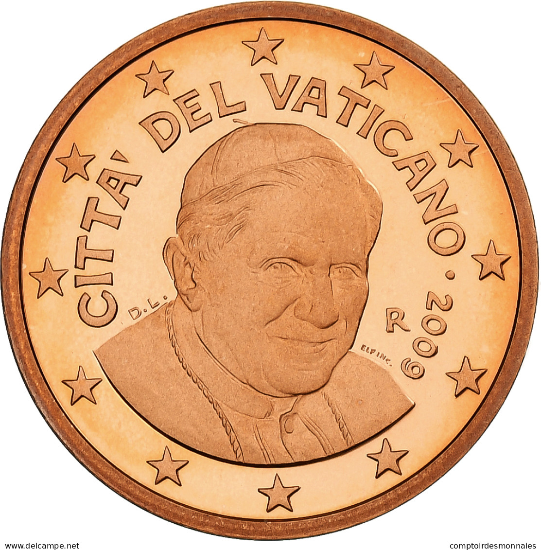 Cité Du Vatican, Benedict XVI, 5 Euro Cent, BE, 2009, Rome, Cuivre Plaqué - Vatikan