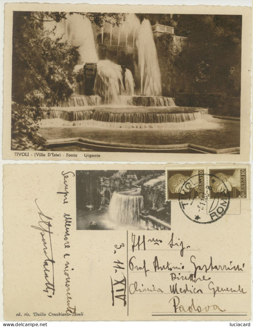 TIVOLI  -ROMA - VILLA D'ESTE -FONTANA GIGANTE -VIAGG.1936 - Tivoli