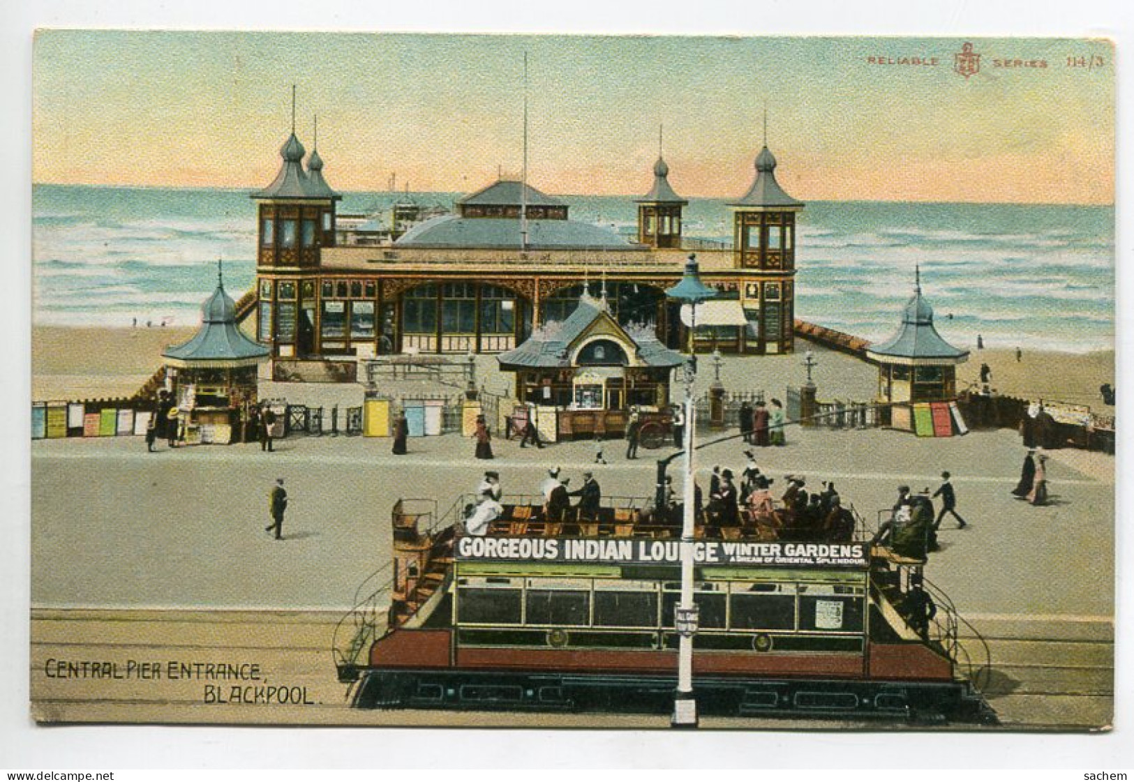 ANGLETERE BLACKPOOL Central Pier Entrance Tramway à Etages Voyageurs 1910   D03 2023 - Blackpool