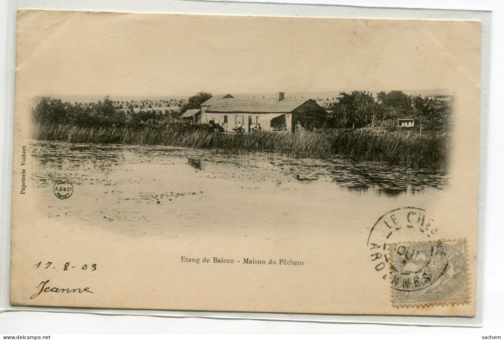 08 LE CHESNE  Carte Rare La Maison Du Pecheur Etang De Bairon écrite 1903  Timb  Papeterie Vuibert   D04 2023 - Le Chesne