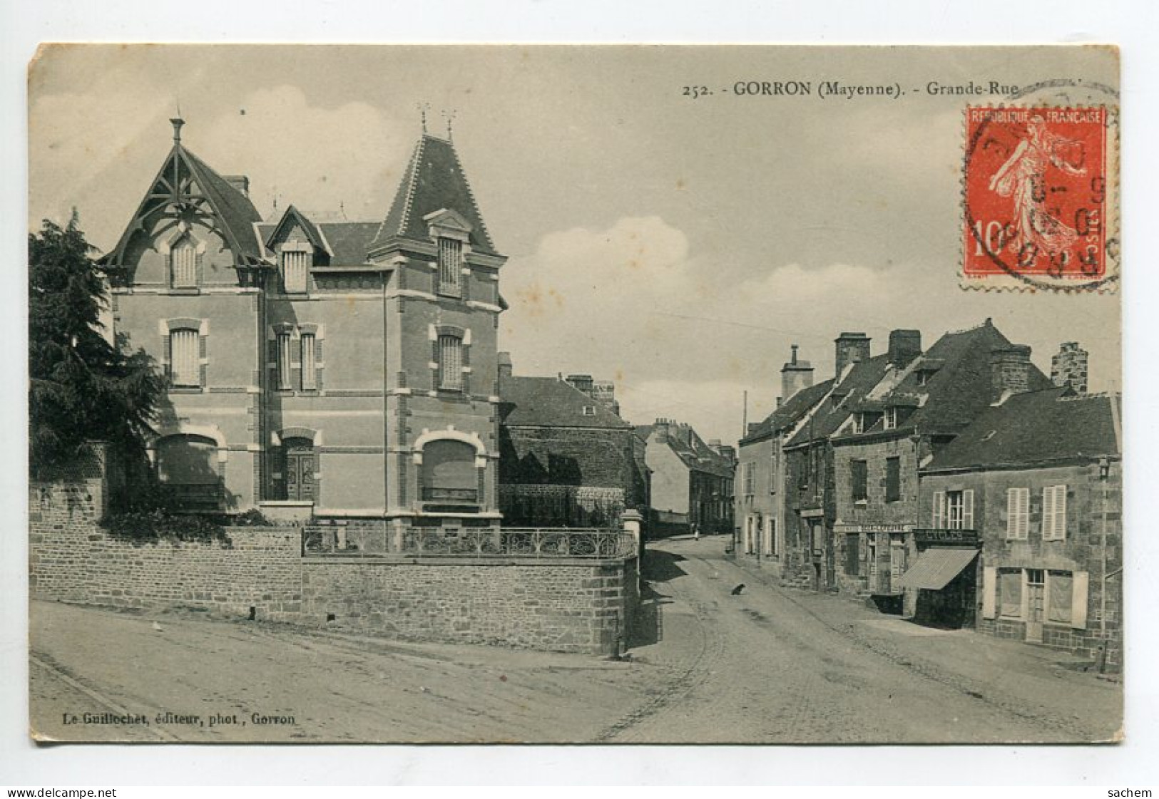 53 GORRON Belle Villa Carrefour Grande Rue 1909 écrite Du Bourg Timb  Edit Le Guillochet     D04 2023 - Gorron