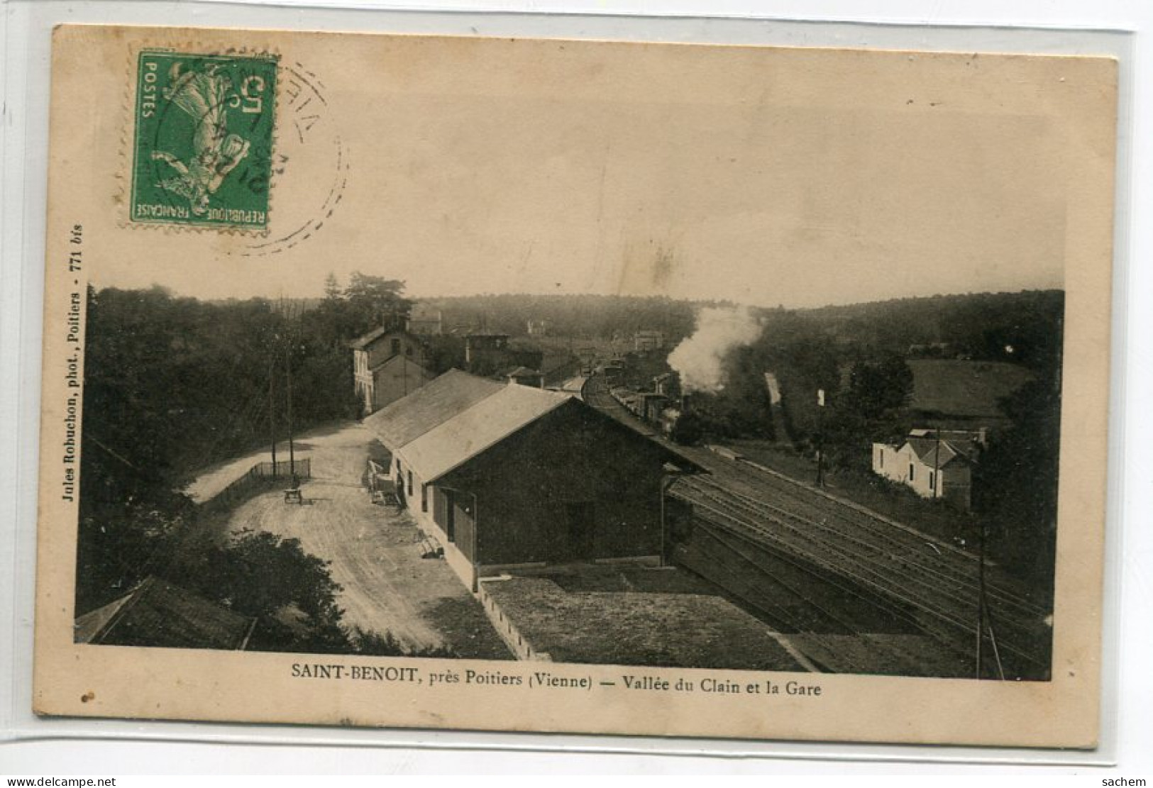 86 ST SAINT BENOIT La Gare Train Locomotive Fumante Voies - Vallée Du Clain 1911 Timb Jules Robuchon 771 Bis   D04 2023 - Saint Benoît