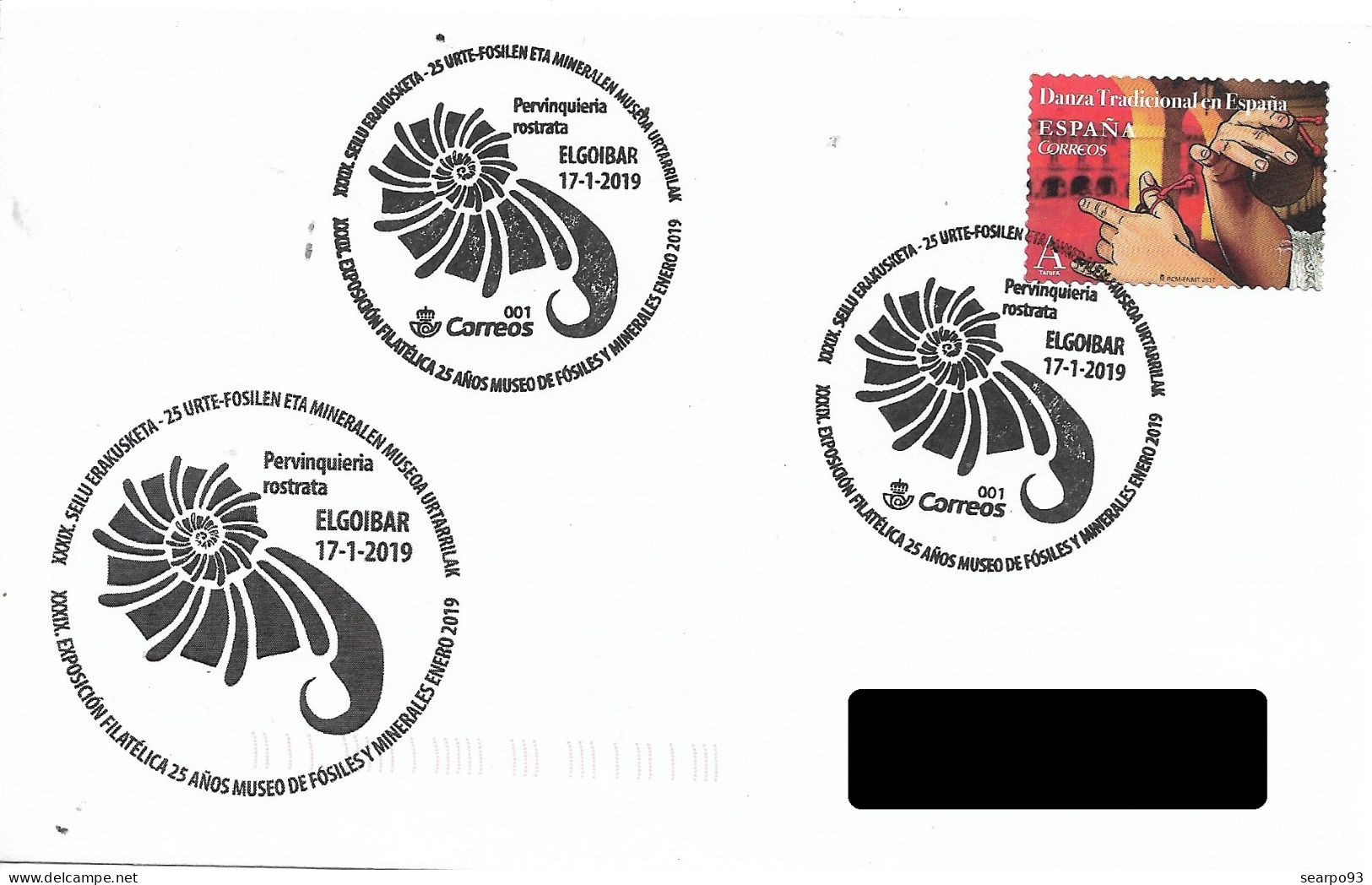 SPAIN. POSTMARK. MINERAL AND FOSSIL MUSEUM. ELGOIBAR. 2019 - Machines à Affranchir (EMA)