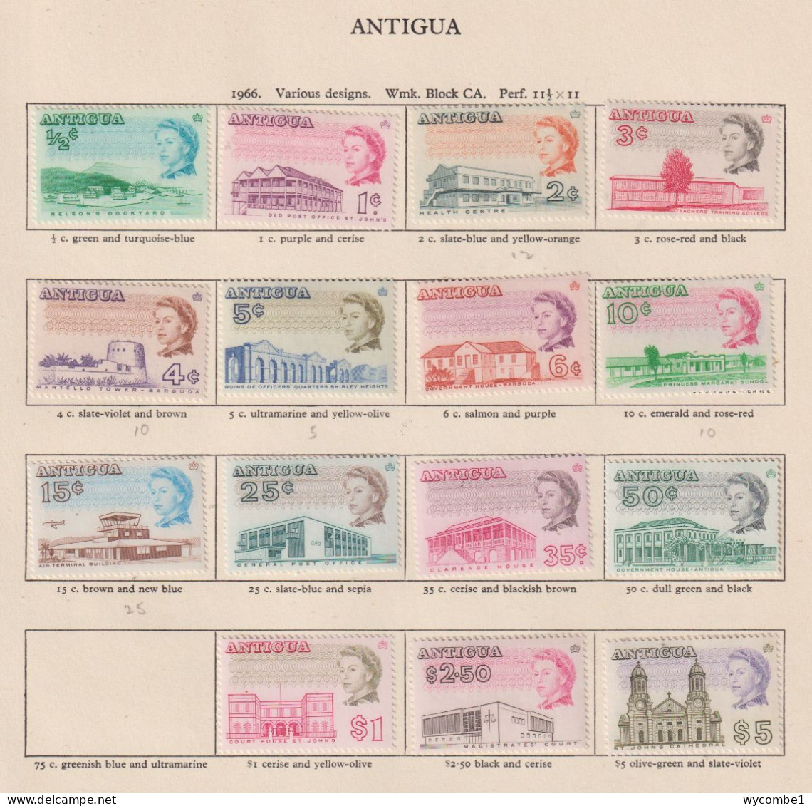 ANTIGUA  - 1966 Elizabeth II Definitives Set (No 75c) Hinged Mint - 1858-1960 Colonia Britannica