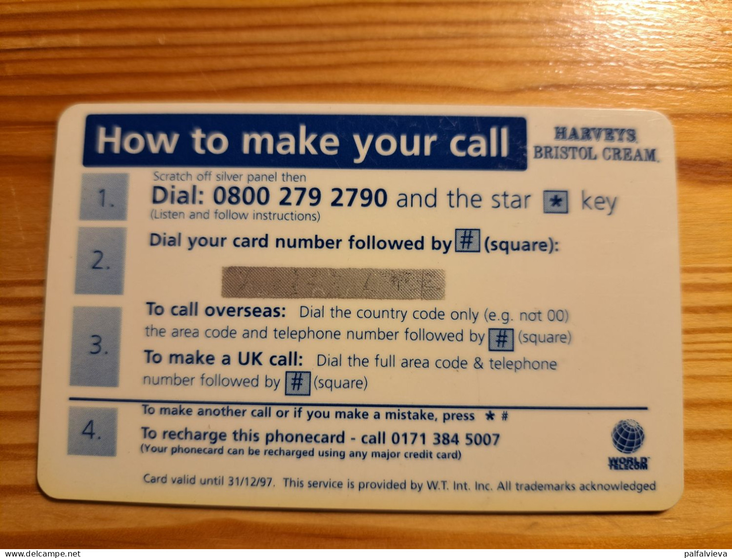 Prepaid Phonecard United Kingdom, World Telecom - Drink, Harveys Bristol Cream - [ 8] Firmeneigene Ausgaben