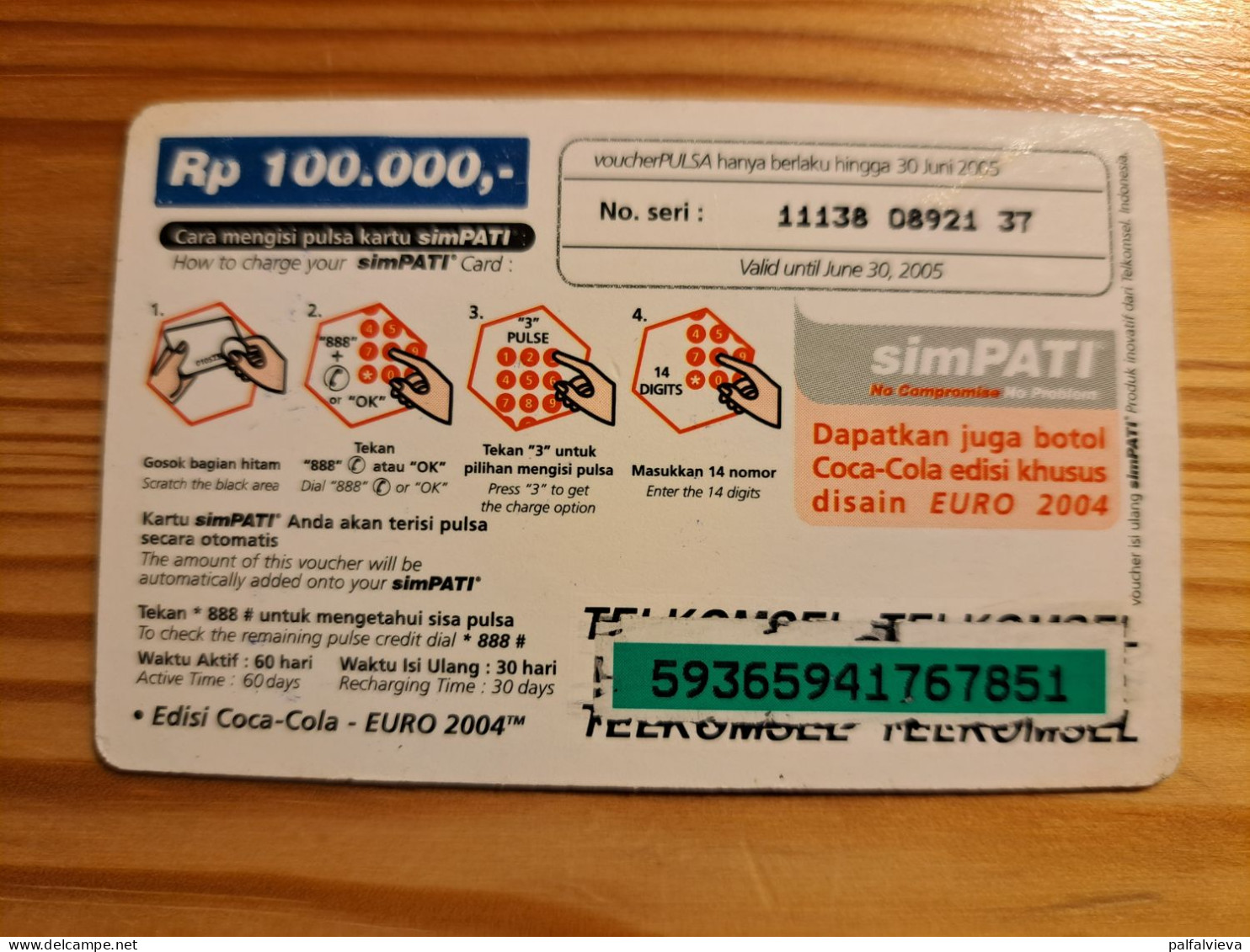 Prepaid Phonecard Indonesia, Telkomsel - Football World Cup, Coca Cola - Indonesië