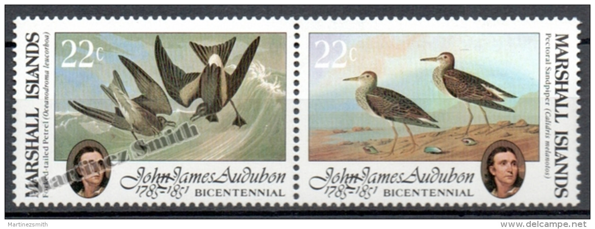Marshall 1985 Yvert 71-72, John James Audubon Bicentennial - Birds - MNH - Marshall