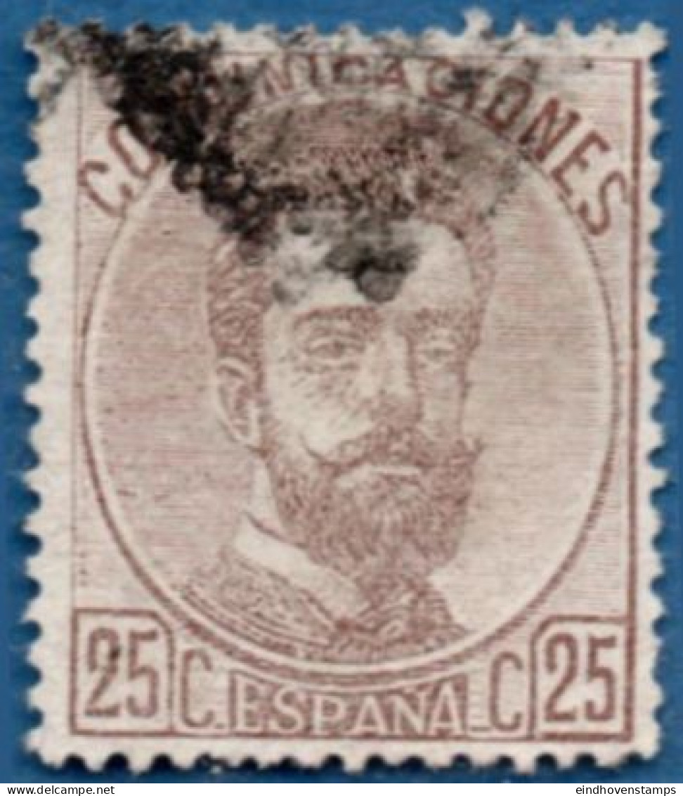 Spain 1873 King Amadeo 25c Cancelled - Oblitérés