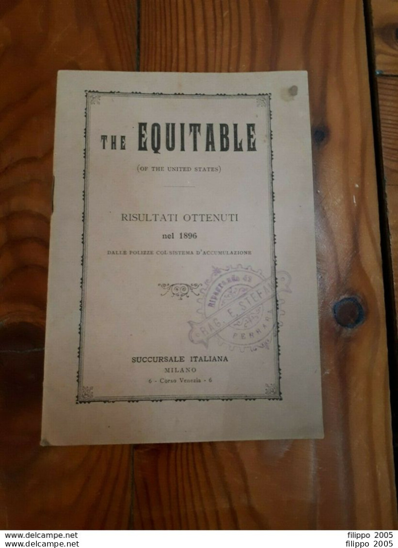 1896 - MILANO - THE EQUITABLE ASSICURAZIONI - RISULTATI DEL 1896 - OPUSCOLO - Alte Bücher