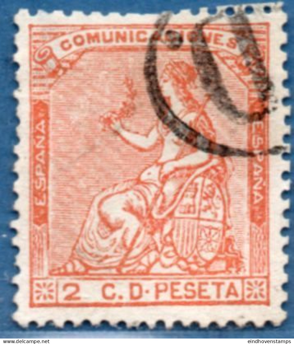 Spain 1873 Hispania Sitting 2 C Cancelled - Used Stamps