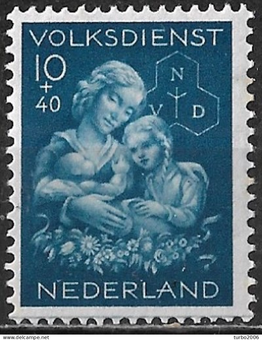 Plaatfout Rakelkras In De Zegelrand Onder (zegel 91-100) In 1944 Winterhulpzegels 40 + 10 Ct Blauw NVPH 427 PM 2 * - Plaatfouten En Curiosa